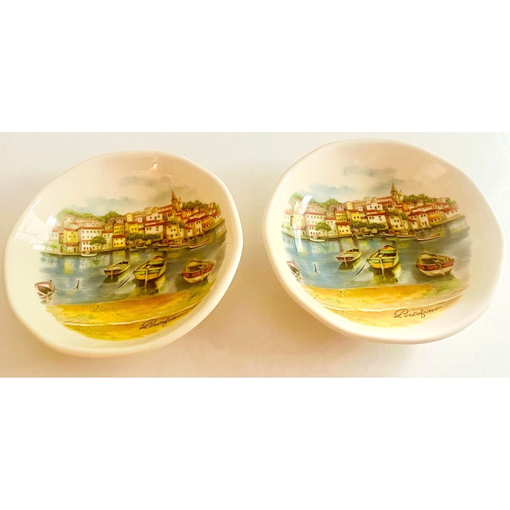 2 Vintage hand painted Effetti signed salad pasta bowls  Italy majolica potter